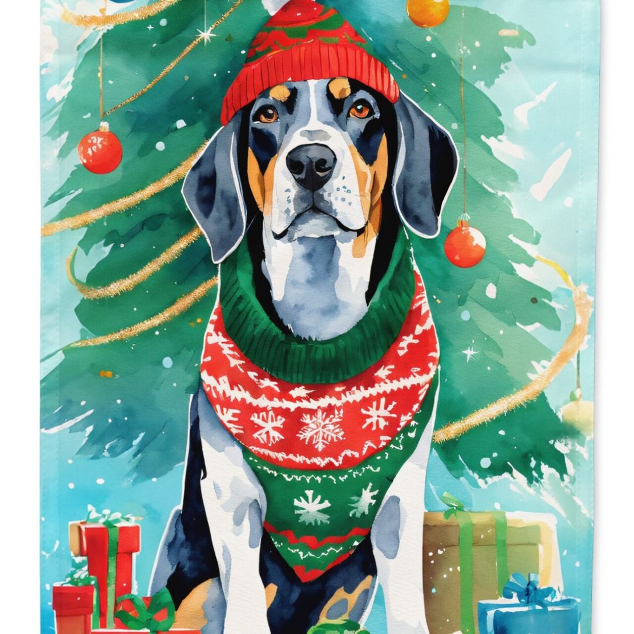 Edge Collections - Multicolor - Holiday Snowy Village Outdoor Porch Display Flag - 1 Piece